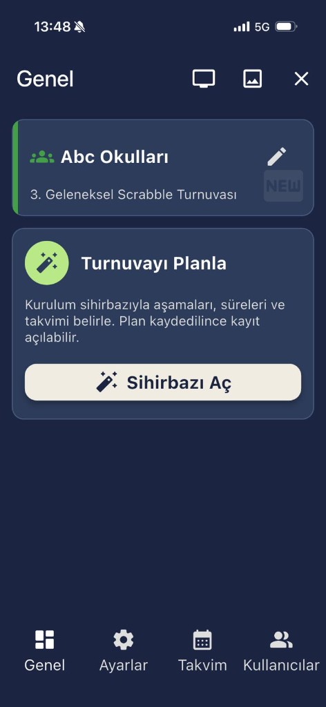 Turnuvayı Planla ekranı