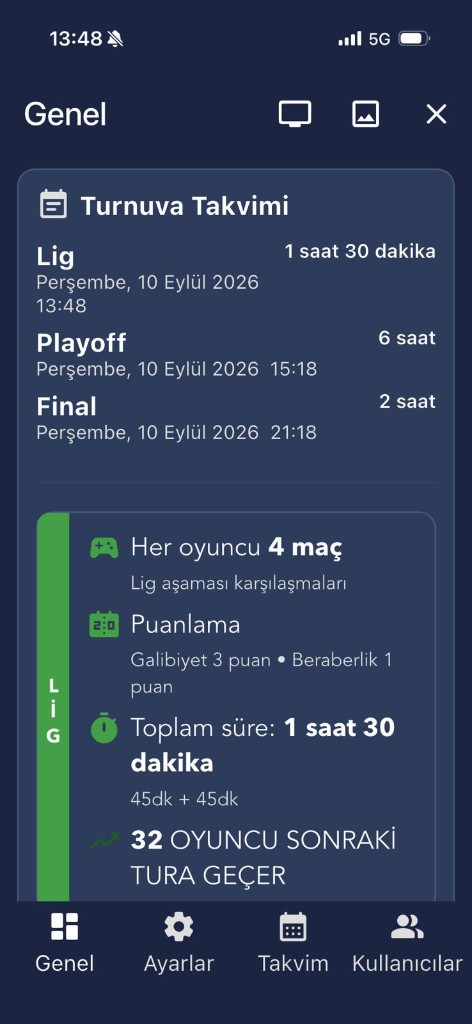 Turnuva saat ve takvim planı
